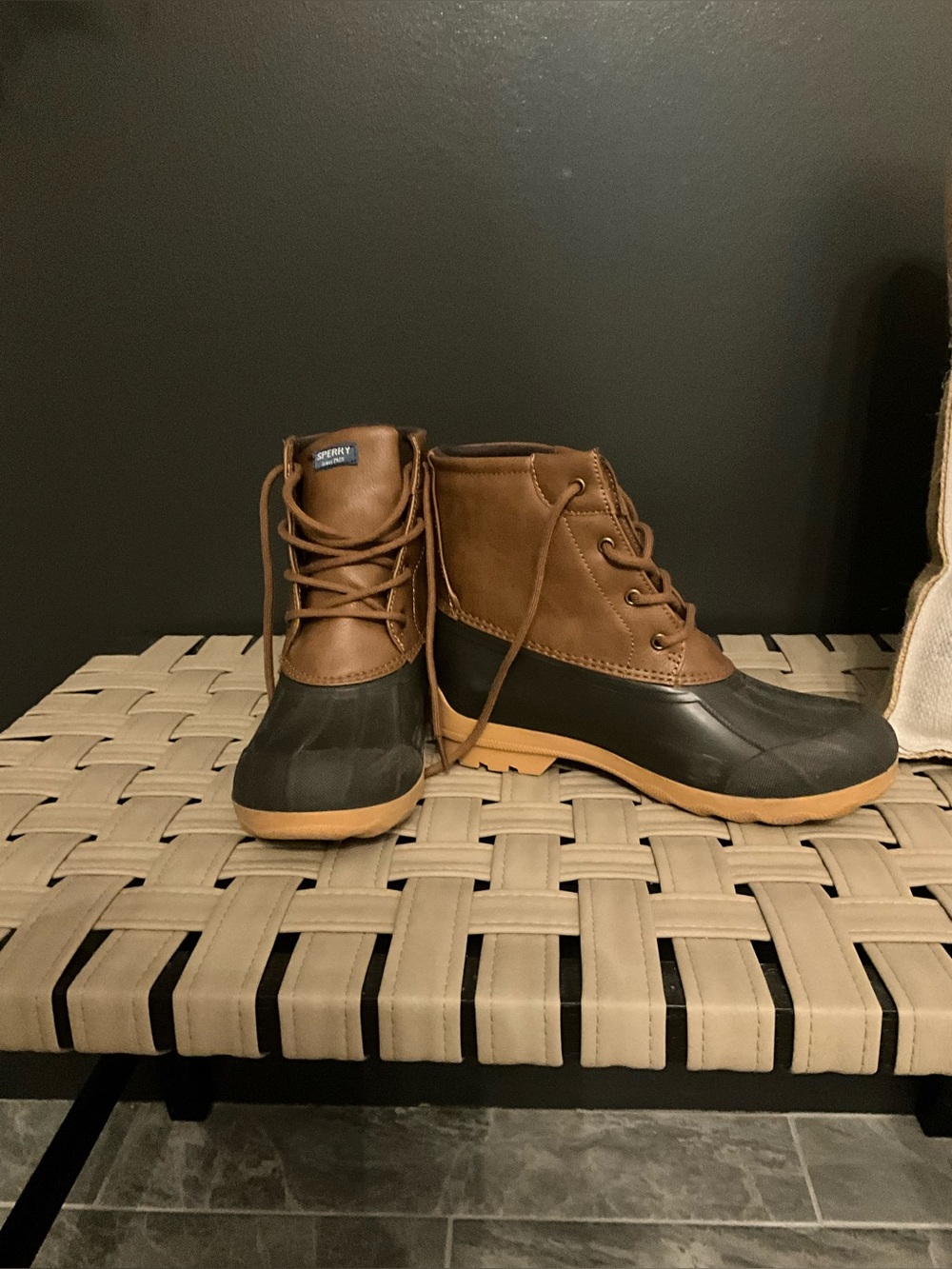 Sperry Brown and Black Kids Duck Boots
